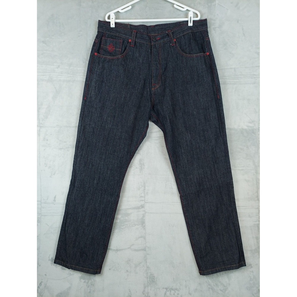 Eight 732 Mens 40x34‎ (38x32.5) Jeans Dark Embroidered Patches Streetwear Baggy